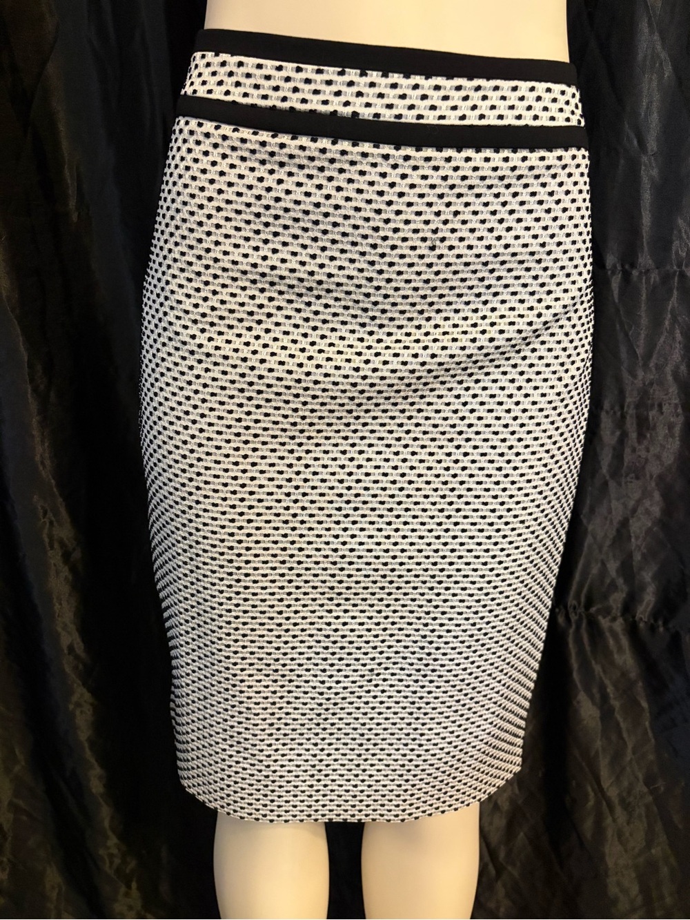 Calvin Klein Black and White Knit Pencil Skirt